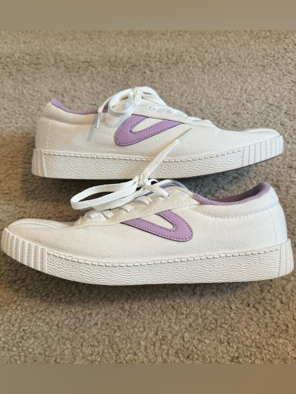 Tretorn Lace-Up Sneakers White And Lavender